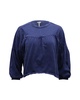 vida gathered blouse in navy blue cotton