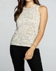 linen jersey raw edge muscle tank in khaya