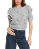 pointelle floral applique sweater