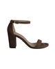 minimalist high heel sandals in brown suede