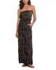 strapless tropical jumpsuit in blk natural