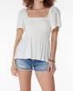 short sleeve smocked tee in white