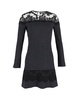 lace trim mini dress in grey wool