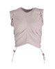 ruched side detail top in grey cotton