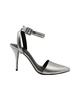 alexander wang ankle strap metallic pumps in silver patent leather