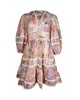 cira lantern puff-sleeve floral mini dress in multicolor linen