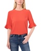 CeCe Short Sleeve Ruff Cuff Crew Neck Blouse