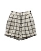 becky plaid tweed shorts in beige polyester
