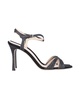 glittered woven sandals in black leather