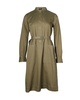 button front belted dress in olive cotton