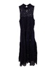 harlequin broderie-snglaise midi dress in navy blue cotton