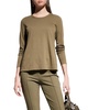 modern long sleeve tee top in gesso melange