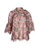 mock neck floral lace blouse in pink polyester