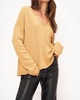 ezra notch neck thermal long sleeve top in antique gold