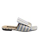 striped flat slides in blue canvas