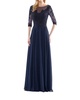 lace & chiffon gown evening maxi dress in blue