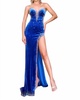 high-slit prom dress in blue