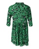 floral button-front gathered skirt mini dress in green viscose