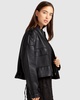 reload draped leather look jacket