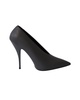 high vamp pointed toe pumps in grey suede