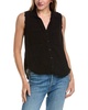 two pocket capri button down top in black