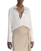 tipped slim silk blouse