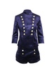 military blazer and shorts set in blue velvet