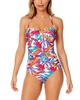 twist front shirred bandeau one-piece