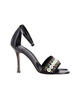 beaded open-toe sandals in black leather