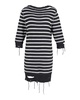 mm6  distressed-effect striped knitted dress in black and white cotton