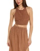 scrunch strap linen-blend top