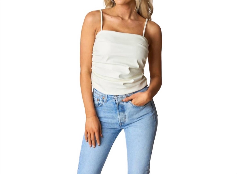 jolie vegan leather cropped tank top in cream