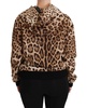 Dolce & Gabbana  Brown Hooded Studded Ayers Leopard Sweater