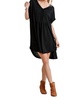 folded sleeve frayed edge dress - plus in black