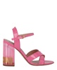 patent leather logo heel sandals
