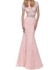 lace mermaid prom dress in blush