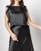 ruffle sleeve satin top in black