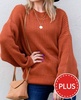 cozy and soft waffle basic pullover sweater in rust