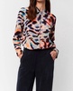 chloe button front blouse in zebra multi
