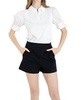 mix media collar top in off white
