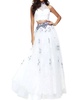 two-piece keyhole prom dress in ivory/royal