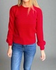 scallop hem puff sleeve sweater in red