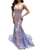 glimmering mermaid maxi dress in white/muli
