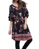 floral double ruffle sleeve dress in black