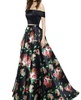 two piece floral ballgown in black/floral