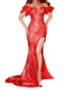 feathered prom dress