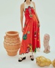 rose halter dress in orange