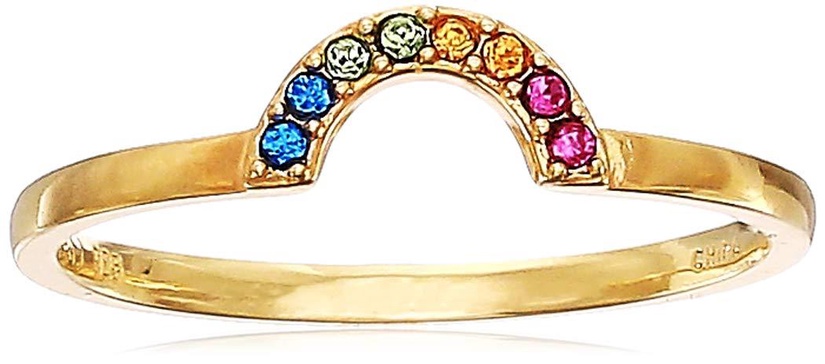 Amazon Essentials Crystal Rainbow Ring in Sterling Silver , (previously Amazon Collection)