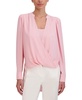 BCBGMAXAZRIA Women's Relaxed Faux Wrap Top Long Sleeve