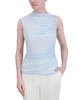 BCBGMAXAZRIA Women's Asymmetrical Neck Short Dolman Sleeves Pullover Drape Top